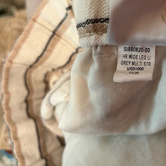OLD NAVY Linen Blend Wide Leg Pants Women's Size L Grey Multi Stripe Beach BOHO - Picture 14 of 16